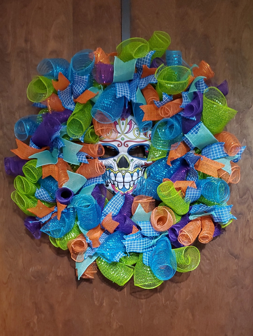 Colorful Day of the Dead Decorative Wreath — Blue, Green, Orange, Purple